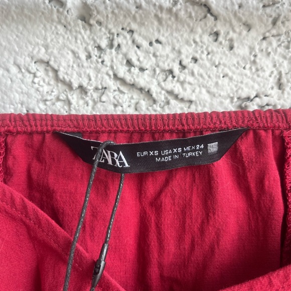 ZARA Cropped Blouse with Puff Sleeves Women’s XS NWT - Picture 9 of 10